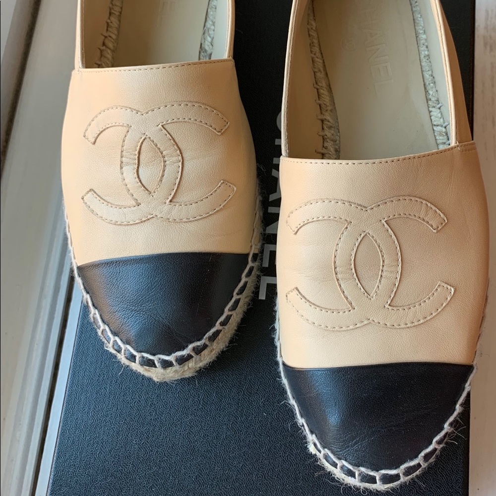 Chanel espadrilles size 38 beige/black
